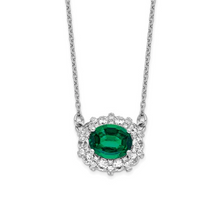 Load image into Gallery viewer, 14k WG Lab Grown Dia. SI1/SI2, G H I, Lab Created Emerald Necklace