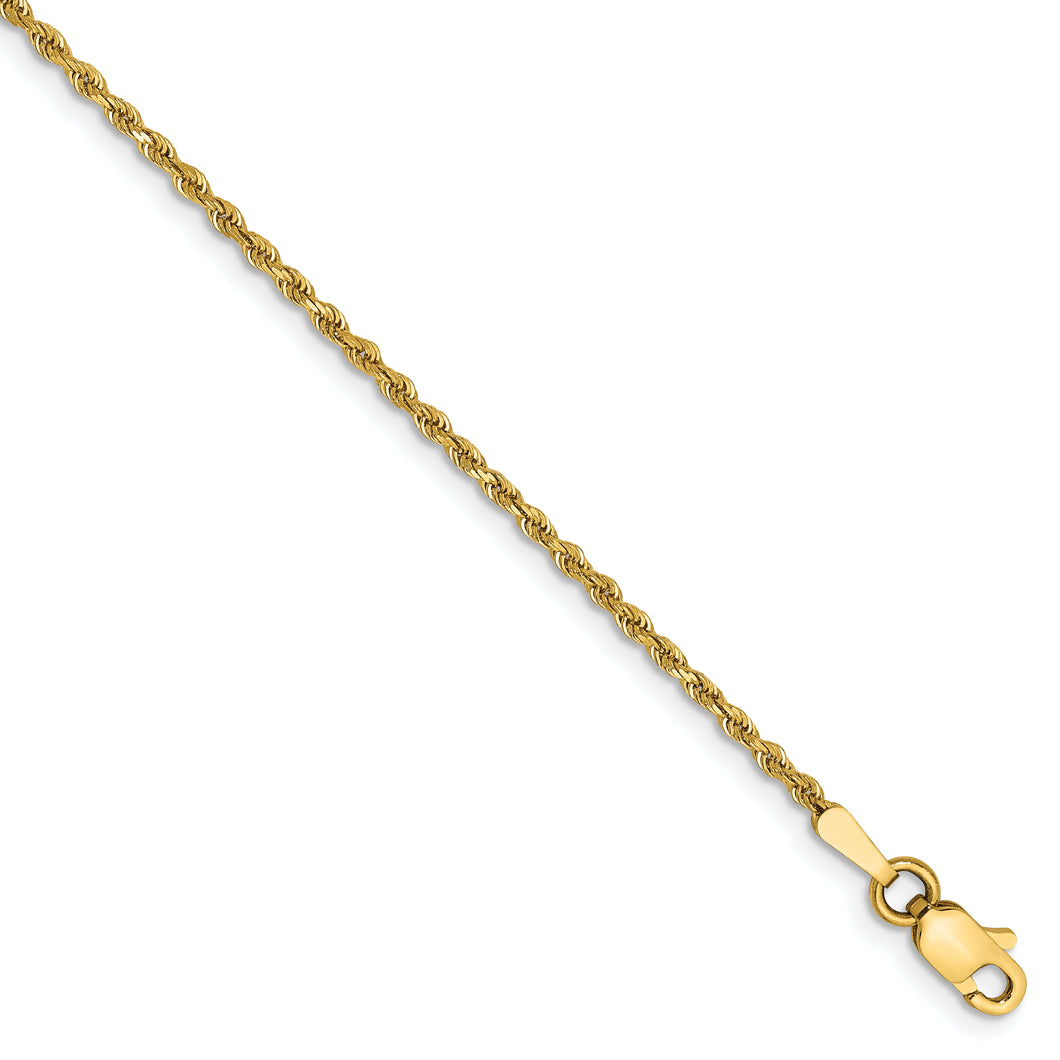14k 1.50mm D/C Rope Chain Anklet