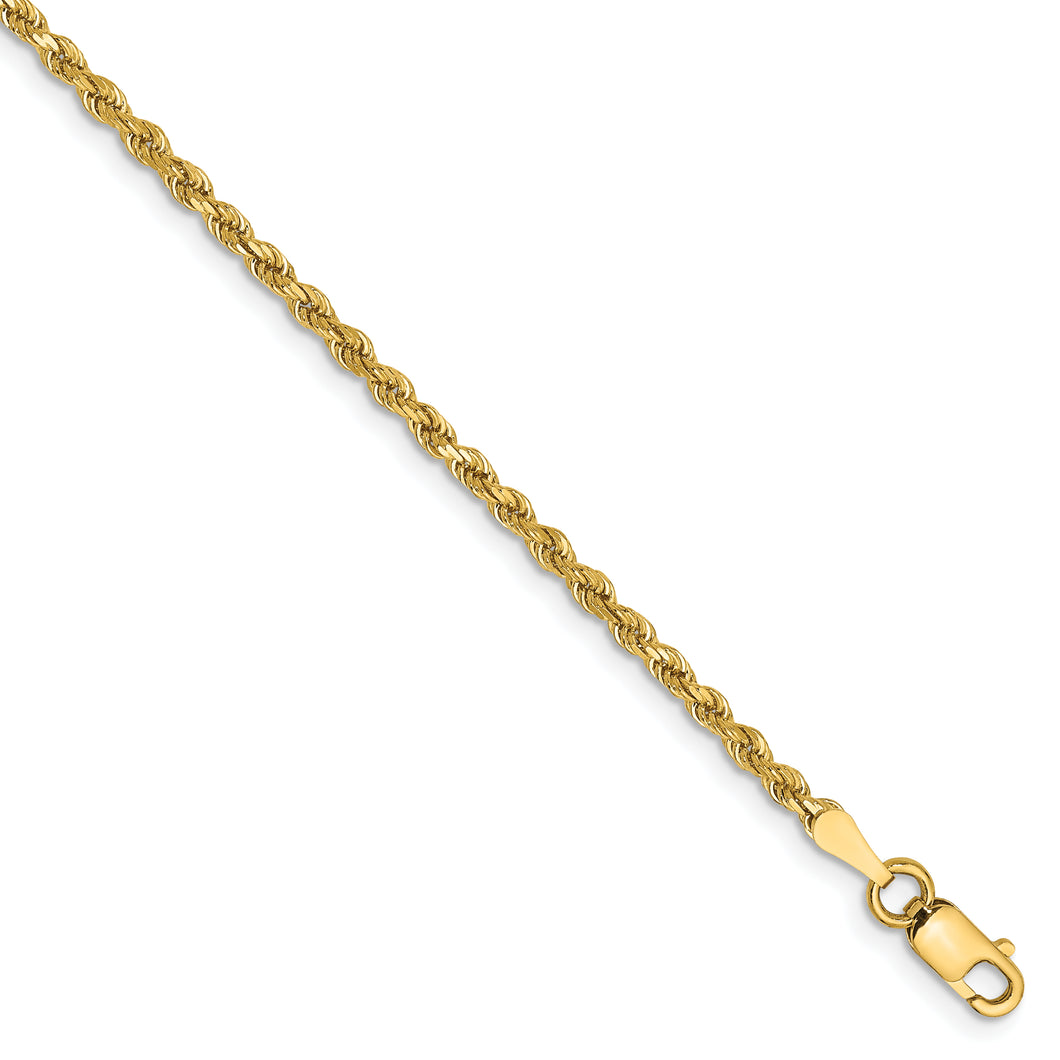 14k 2mm D/C Rope with Lobster Clasp Chain