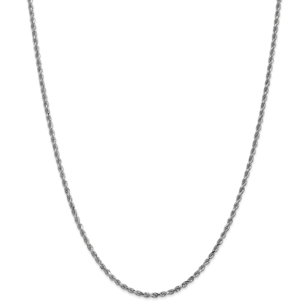 14k White Gold 2.25mm D/C Rope Chain