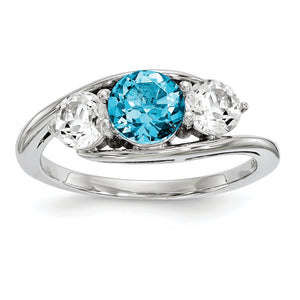 10kw Survivor Collection Clear & Blue Swarovski Topaz Sue Ring