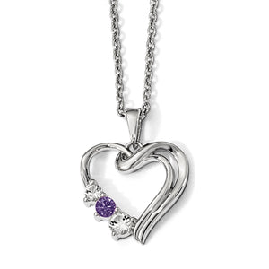 10kw Survivor Clear/Purple Swarovski Topaz Heart of Healing Necklace