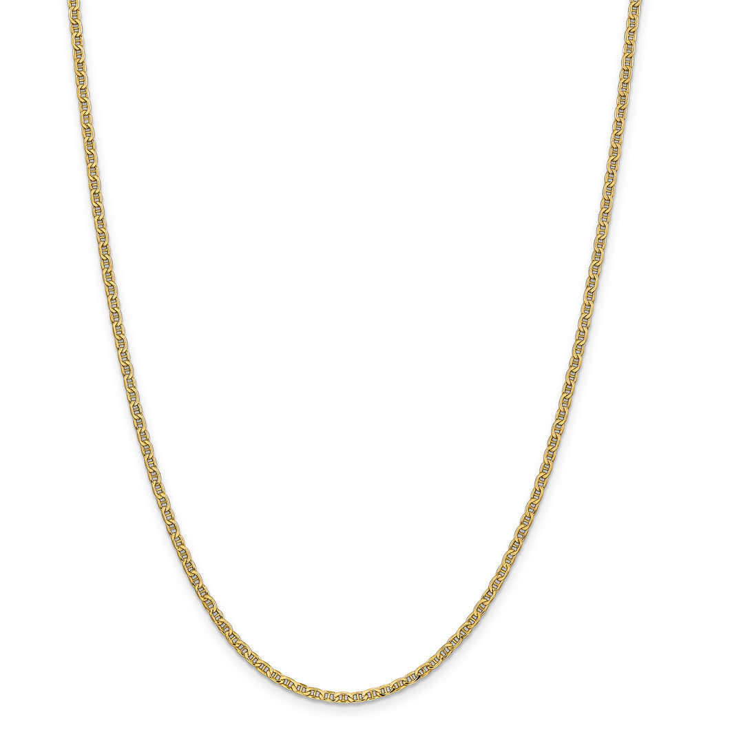14k Yellow Gold 2.40mm Semi-Solid Anchor Chain