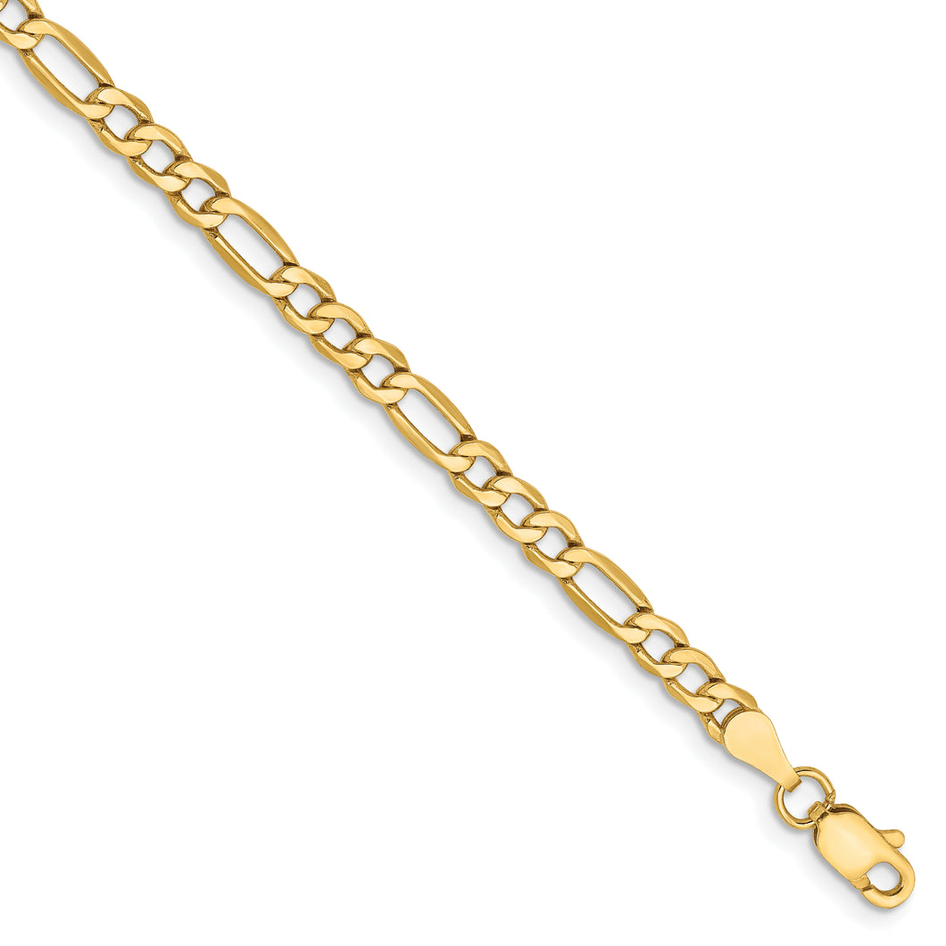 14k 3.5mm Semi-Solid Figaro Chain