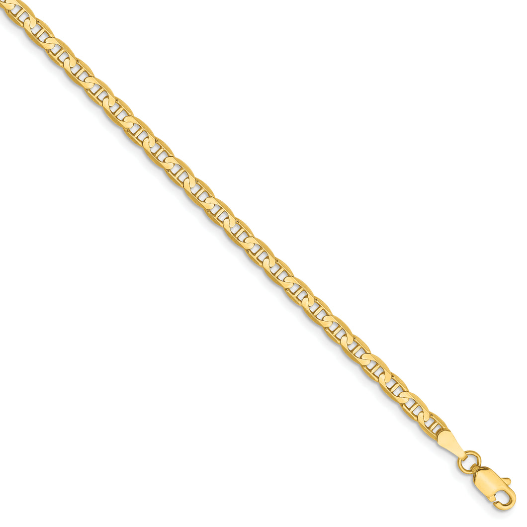 14k 3mm Concave Anchor Chain Anklet