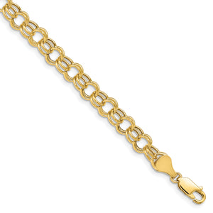 14k Hollow Double Link Charm Bracelet