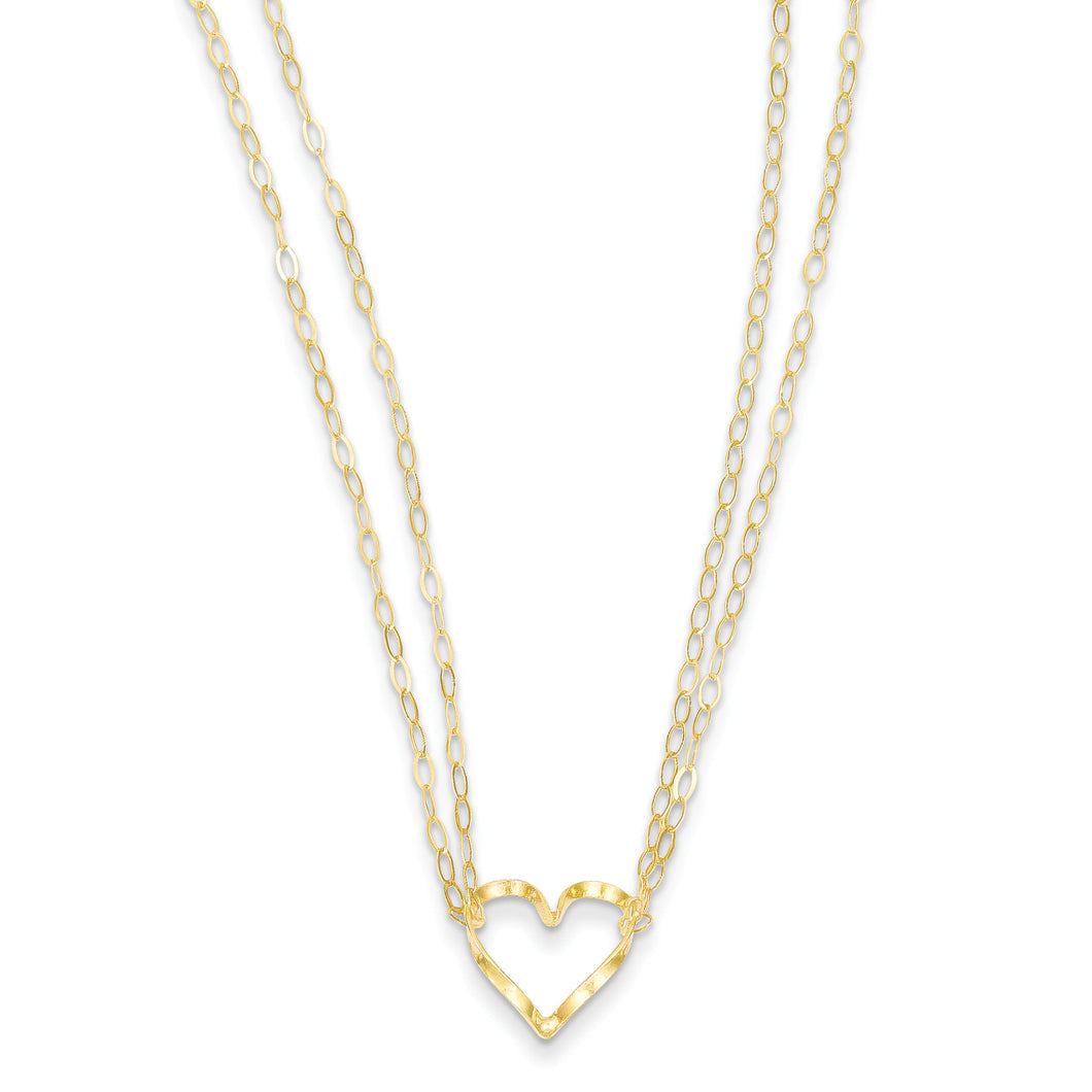 14K Adjustable Double Strand Heart Necklace
