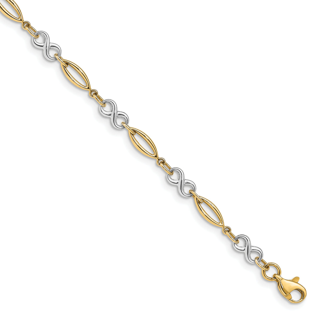 14k Two-tone Polished Infinity Bracelet