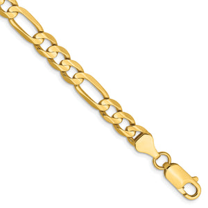 14k 6mm Concave Open Figaro Chain