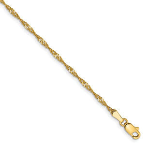 14k 1.70mm Singapore Chain Anklet
