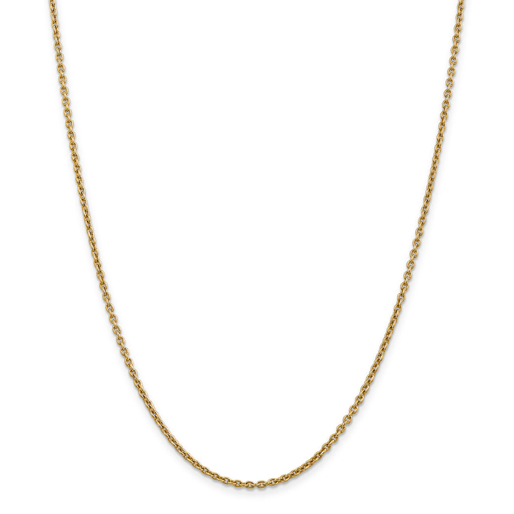 14k 2.2mm Solid Polished Cable Chain