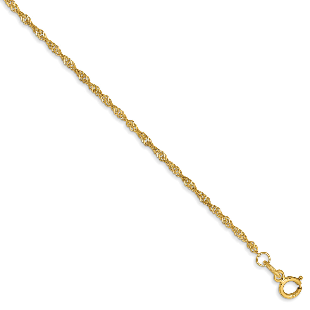 14k 1.4mm Singapore Chain Anklet