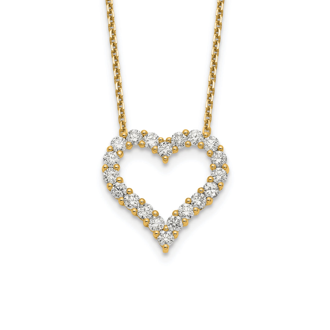 14ky True Origin Lab Grown Diamond VS/SI, D E F, Heart Pendant Necklace