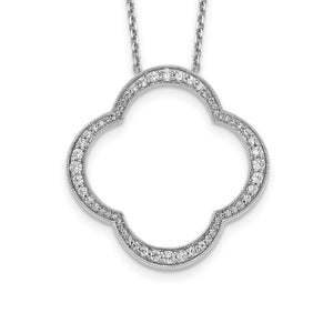14kw True Origin Lab Grown Diamond VS/SI, D E F, Quatrefoil Floral Necklace