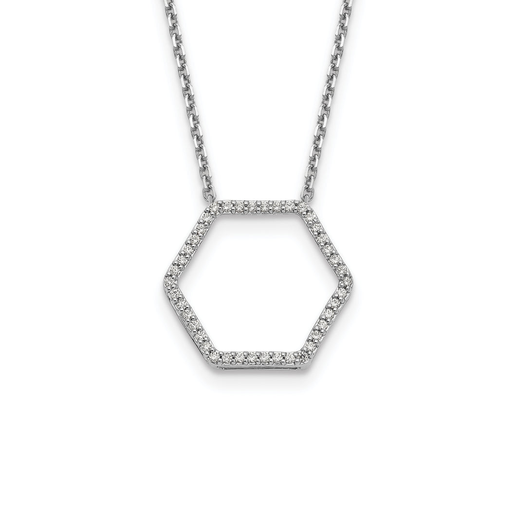 14kw True Origin Lab Grown Diamond VS/SI, D E F, Hexagon Pendant Necklace