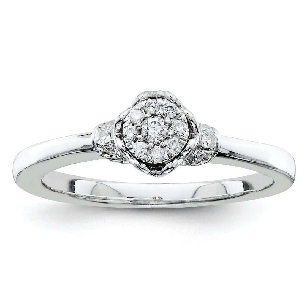 Sterling Silvadium Belle Amore Diamond Engagement Ring
