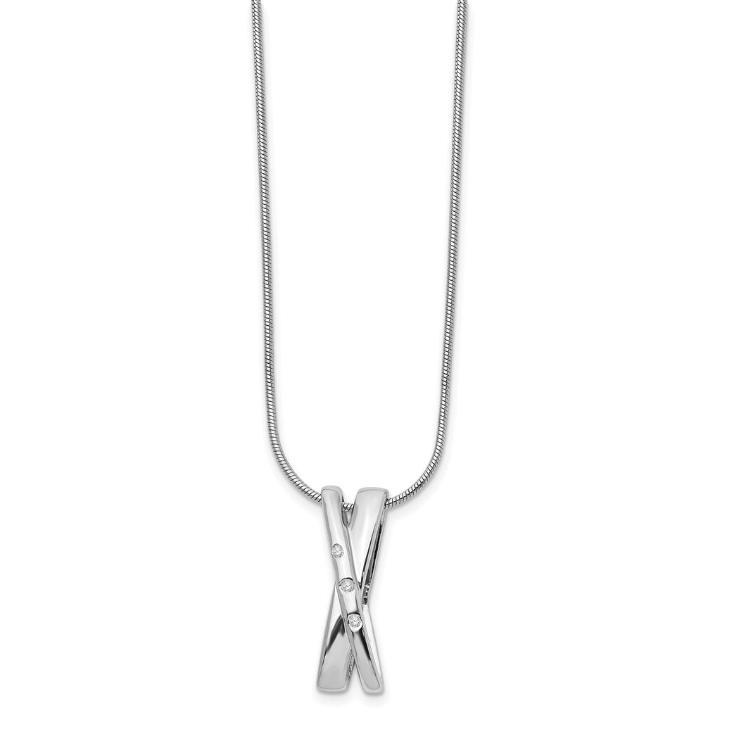 SS White Ice .03ct. Diamond Crossover Necklace