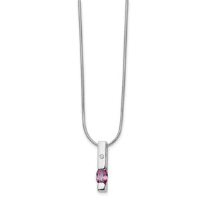 SS White Ice .02ct. Diamond and Pink Tourmaline Necklace