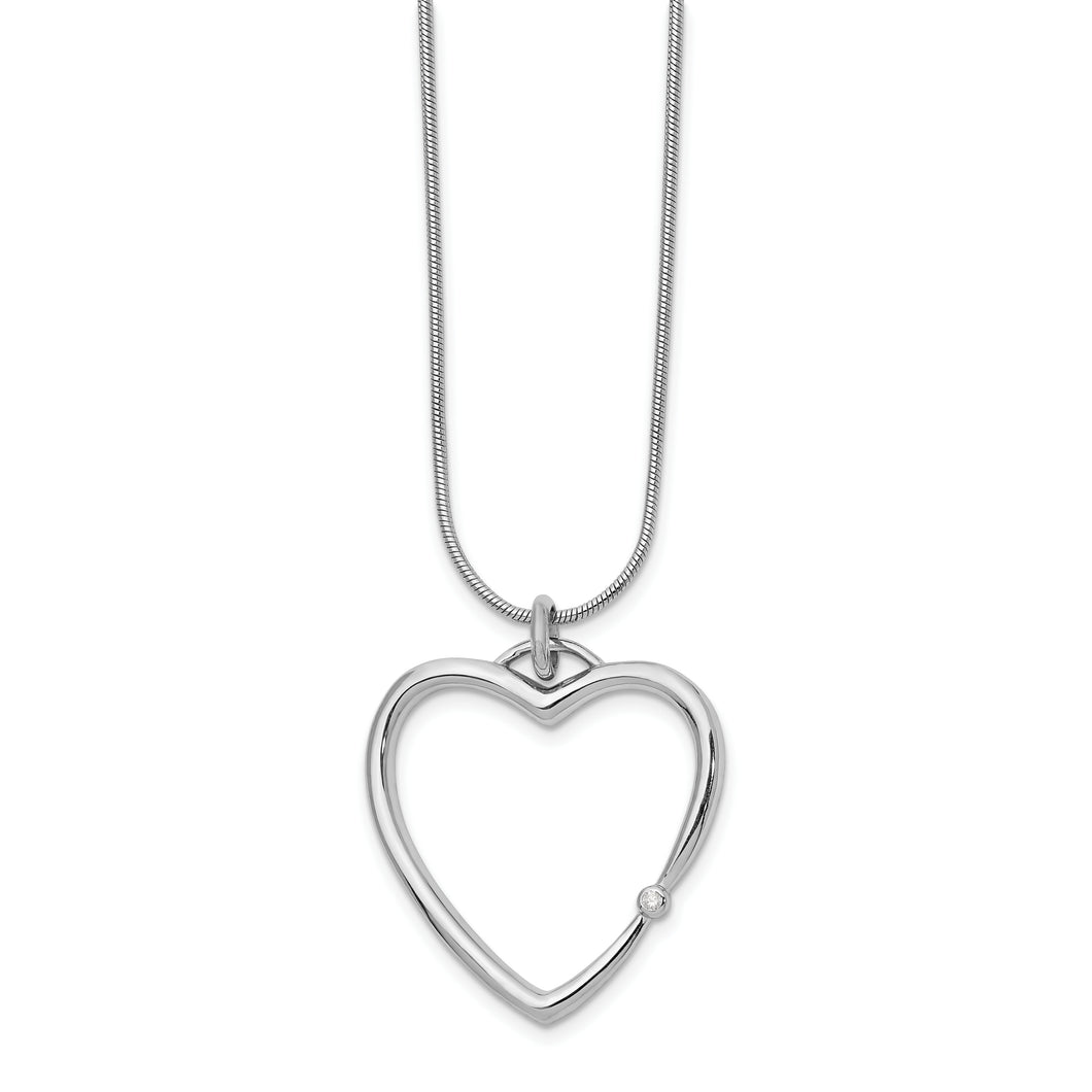 SS White Ice .01ct. Diamond Heart Necklace