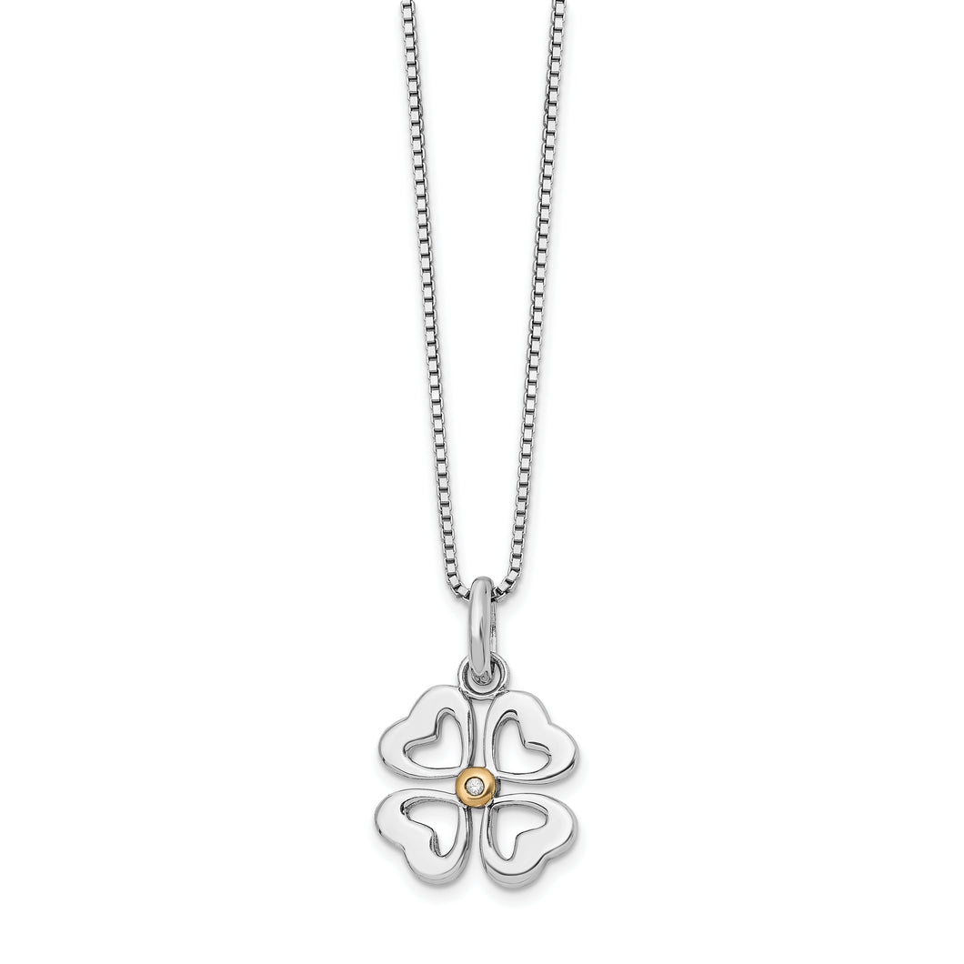 SS White Ice .01ct. Diamond & Gold-Tone Four Hearts Necklace