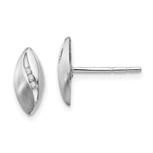 SS White Ice Satin & Polished .03ct Diamond Earrings