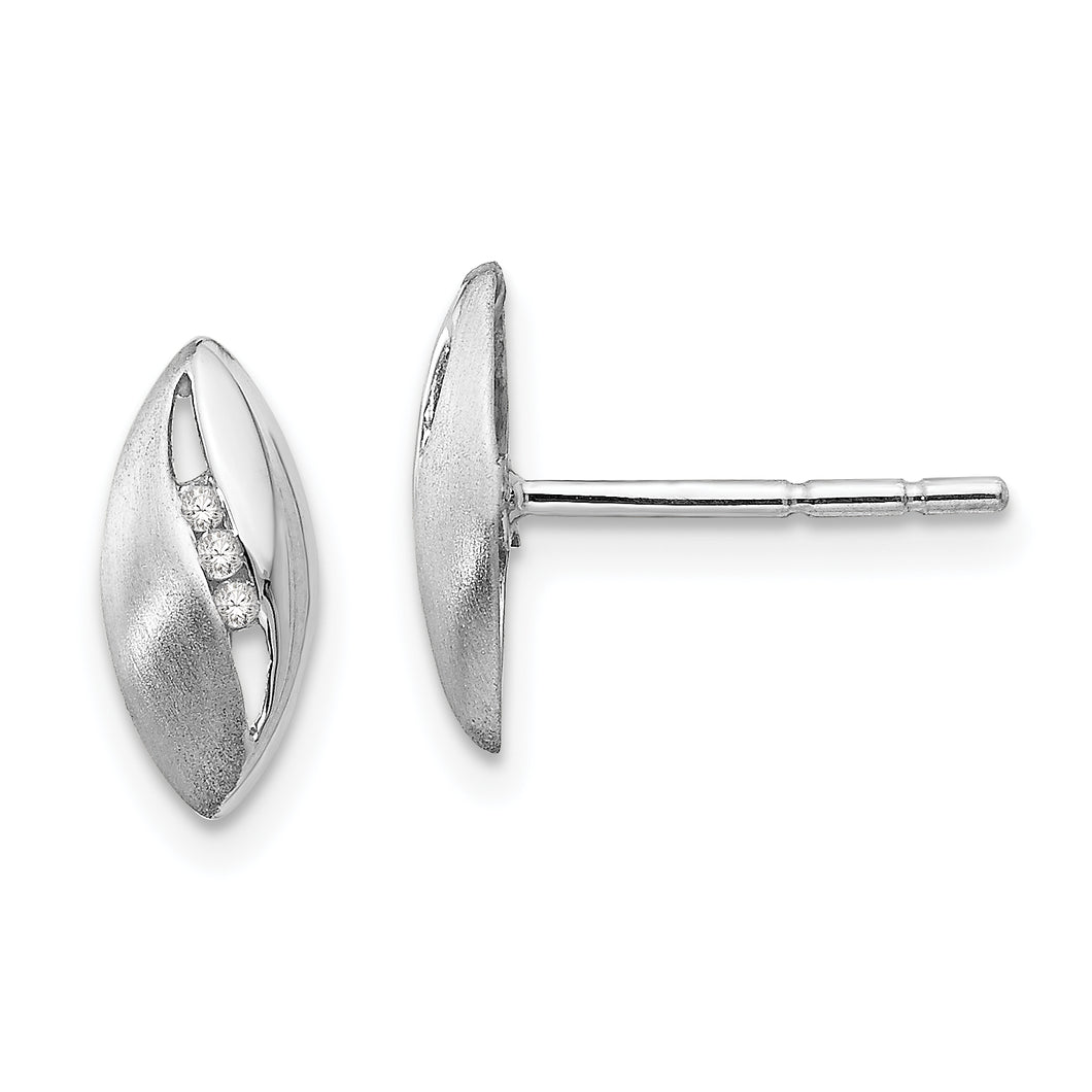 SS White Ice Satin & Polished .03ct Diamond Earrings