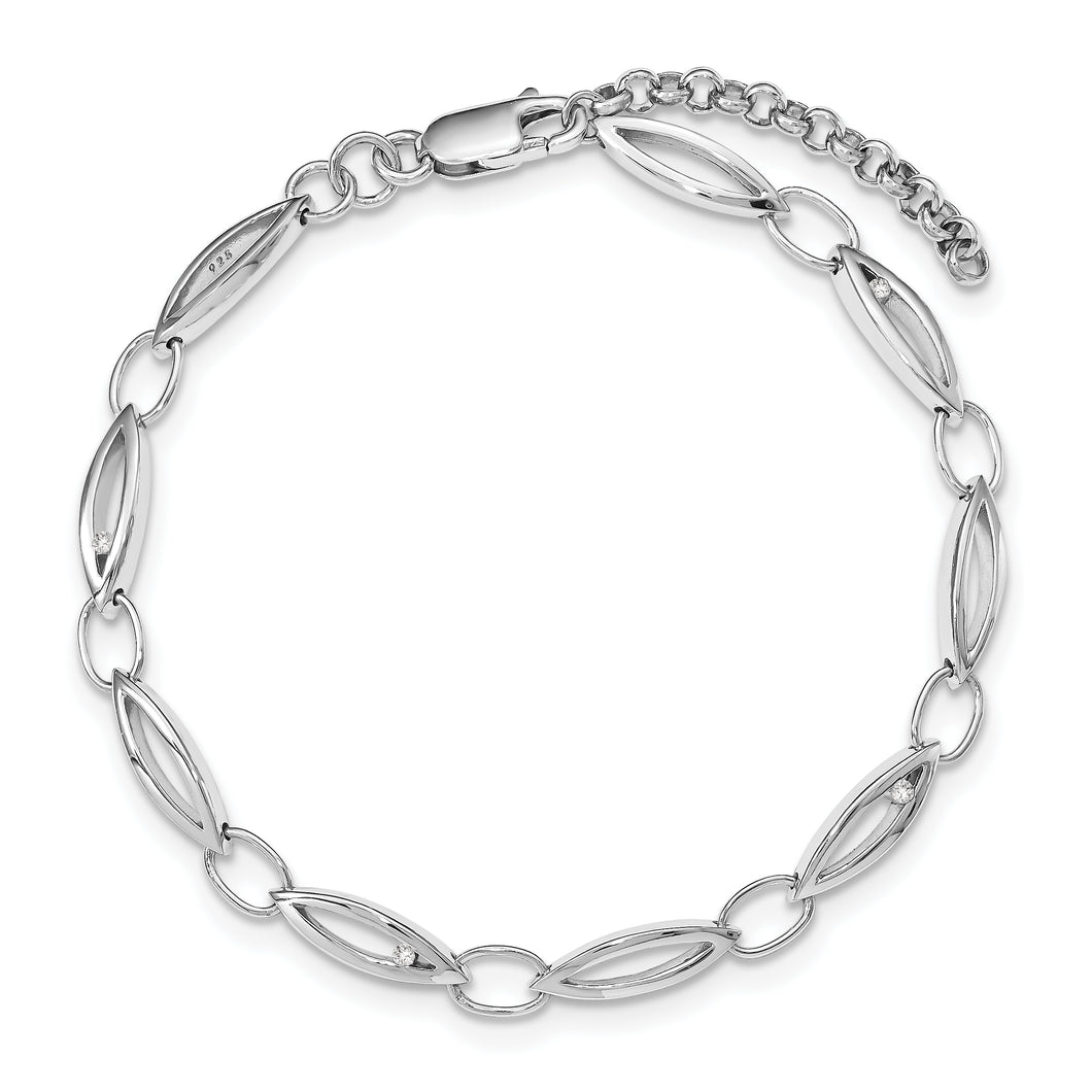 SS White Ice .03ct Diamond w/1.25in ext Bracelet