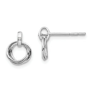 SS White Ice Three Ring .01ct Diamond Post Earrings