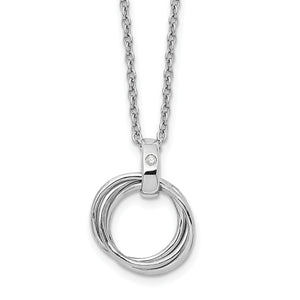 SS White Ice Three Ring .01ct Diamond Necklace