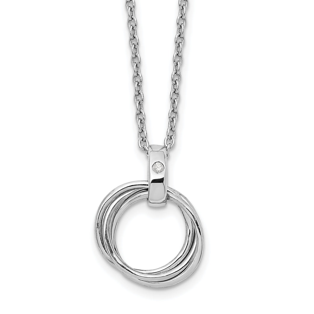SS White Ice Three Ring .01ct Diamond Necklace