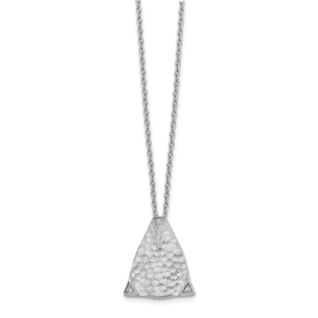 SS White Ice Textured Triangle Diamond Necklace