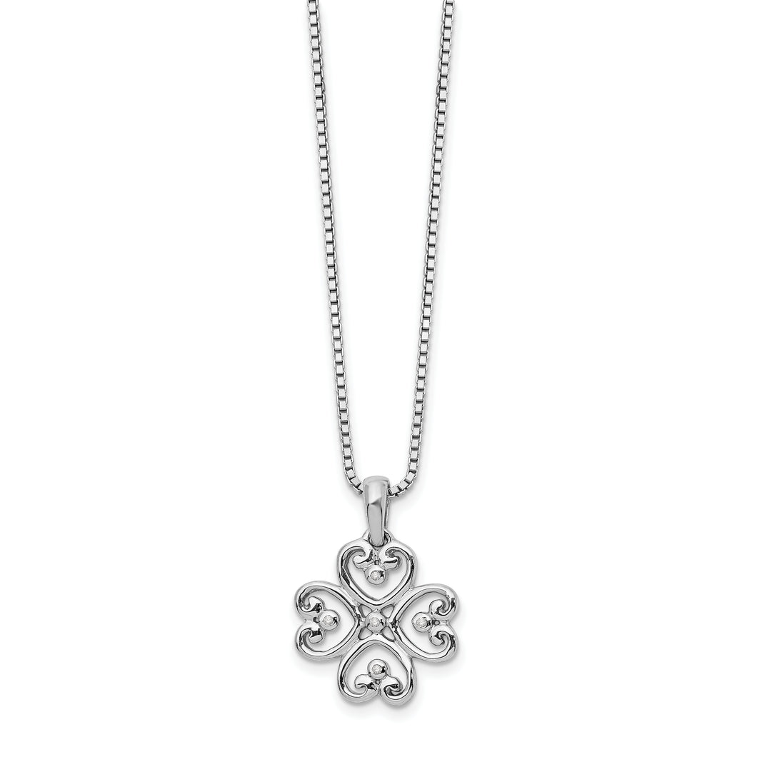 SS White Ice .01 Diamond Heart Necklace