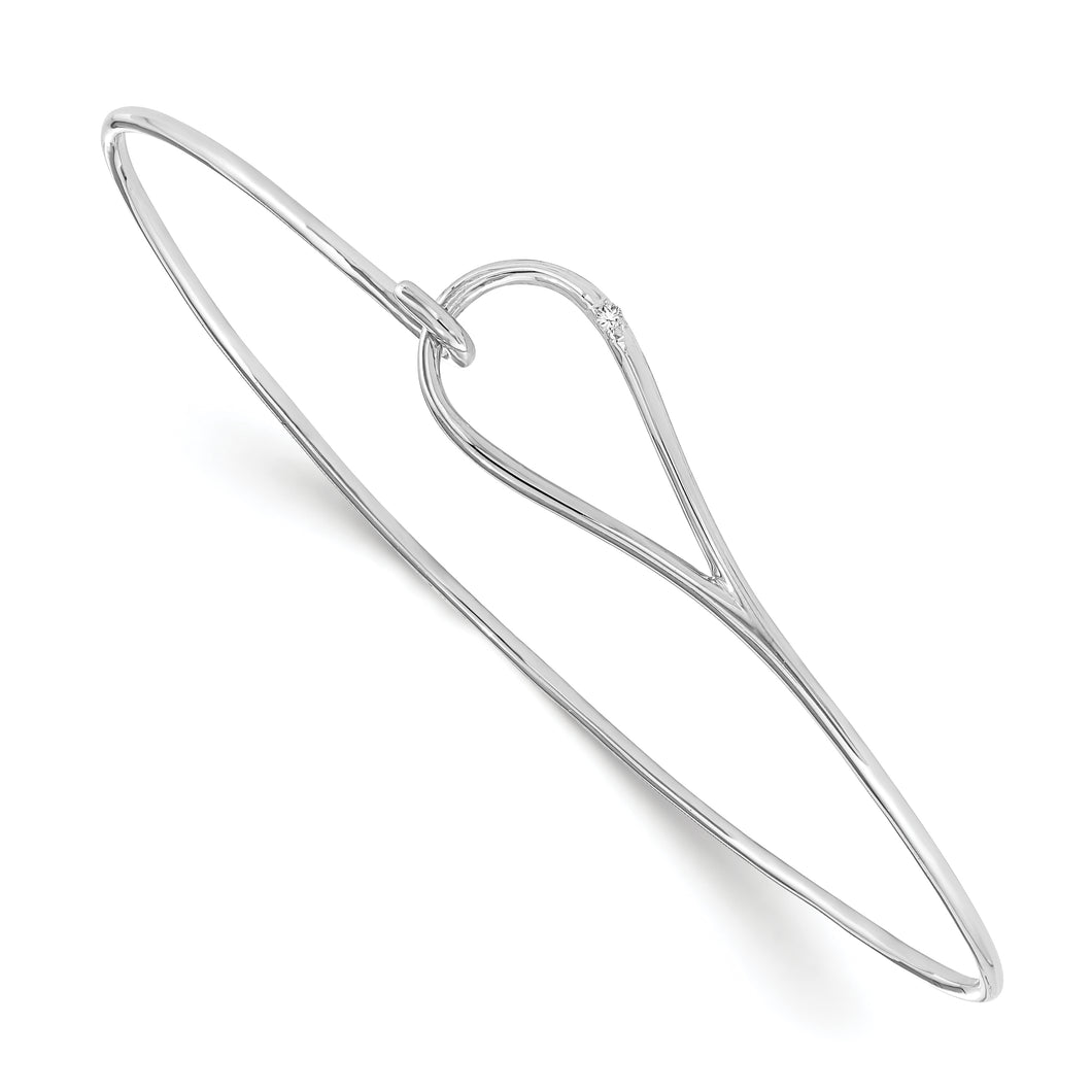 SS White Ice .01 ct Diamond Bangle