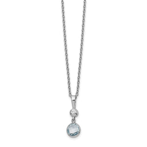 SS White Ice Blue Topaz and Diamond Necklace