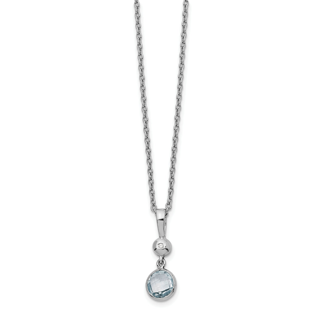SS White Ice Blue Topaz and Diamond Necklace