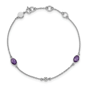 SS White Ice Amethyst and .01 ct Diamond Bracelet