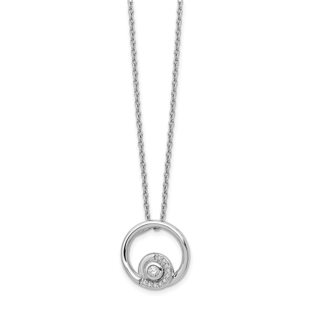 SS White Ice Blue Topaz and .05 ct Diamond Necklace