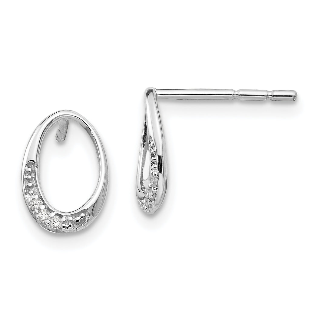 SS White Ice .02 ct Diamond Post Earrings
