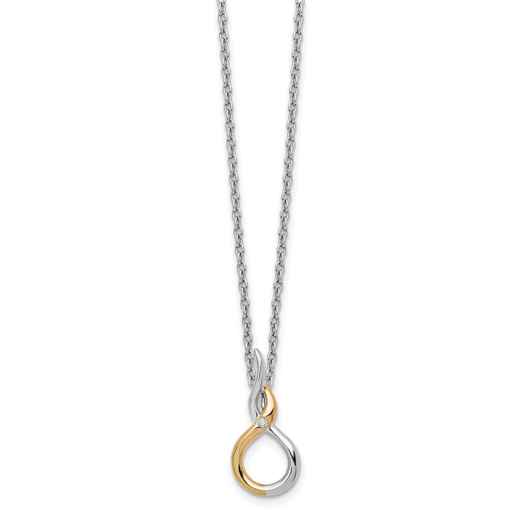 SS White Ice Gold-Tone .01 ct Diamond Necklace