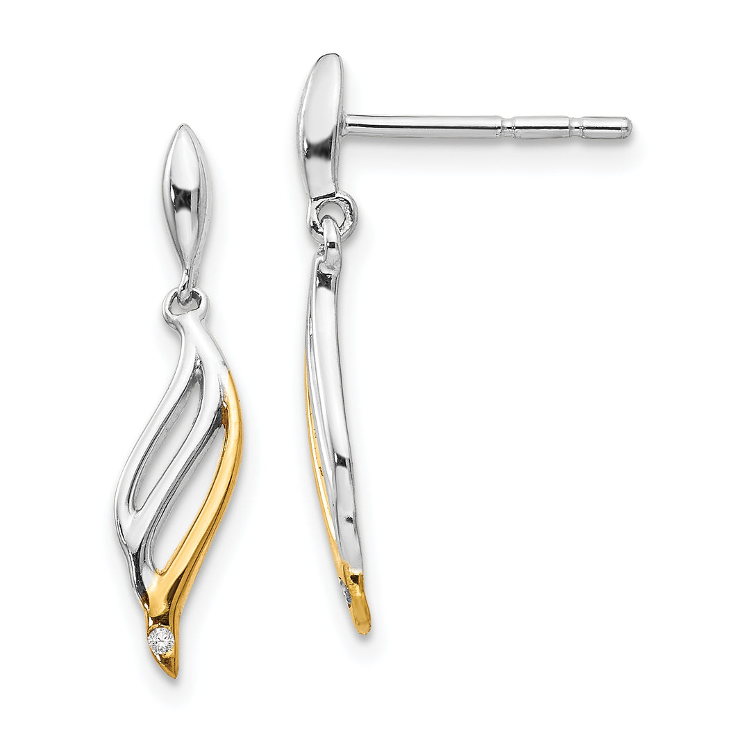 SS White Ice Gold-plated and .01ct Diamond Post Earrings
