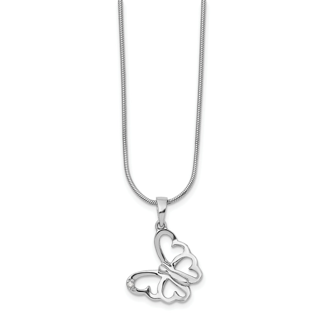 SS White Ice .01 ct Diamond Butterfly Necklace