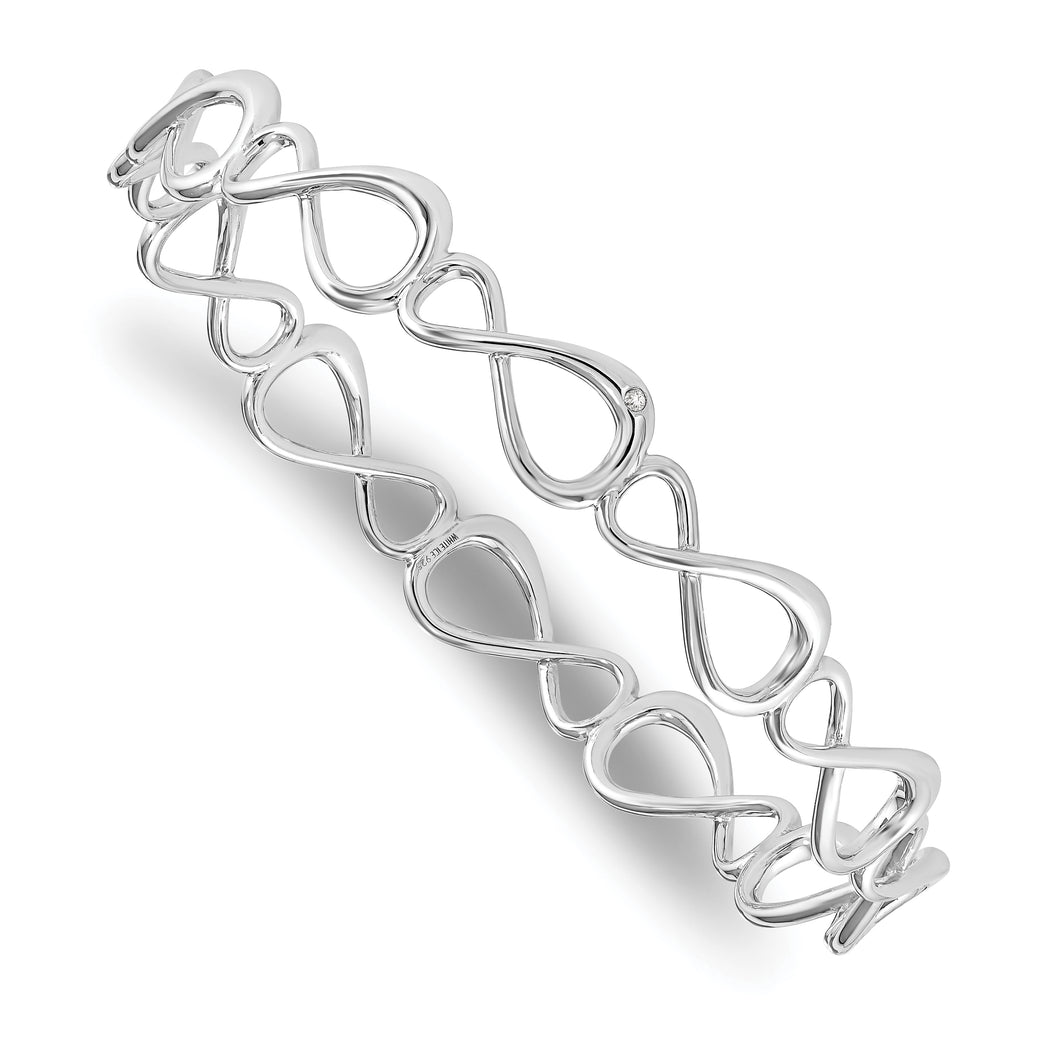 SS White Ice .01ct Diamond Infinity Symbol Bangle