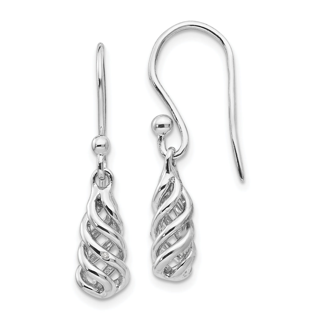SS White Ice .01ct Diamond Spiral Dangle Earrings