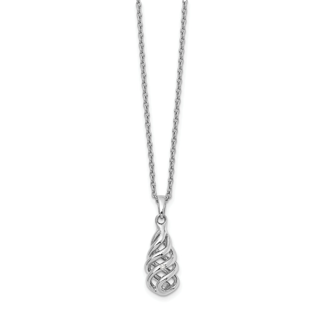 SS White Ice .01ct Diamond Spiral Pendant Necklace