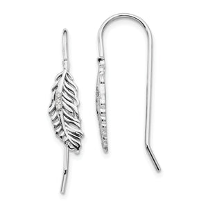 SS White Ice Diamond Feather Dangle Earrings