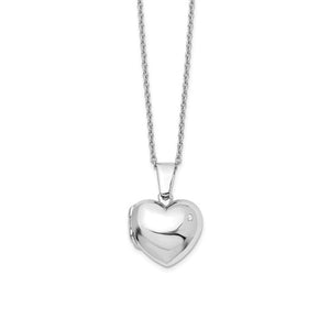 SS White Ice Diamond Heart Locket Necklace