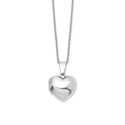 SS White Ice Diamond Heart Locket Necklace
