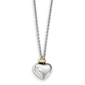SS White Ice Diamond Gold-Tone Double Heart 18in w/2in ext. Necklace