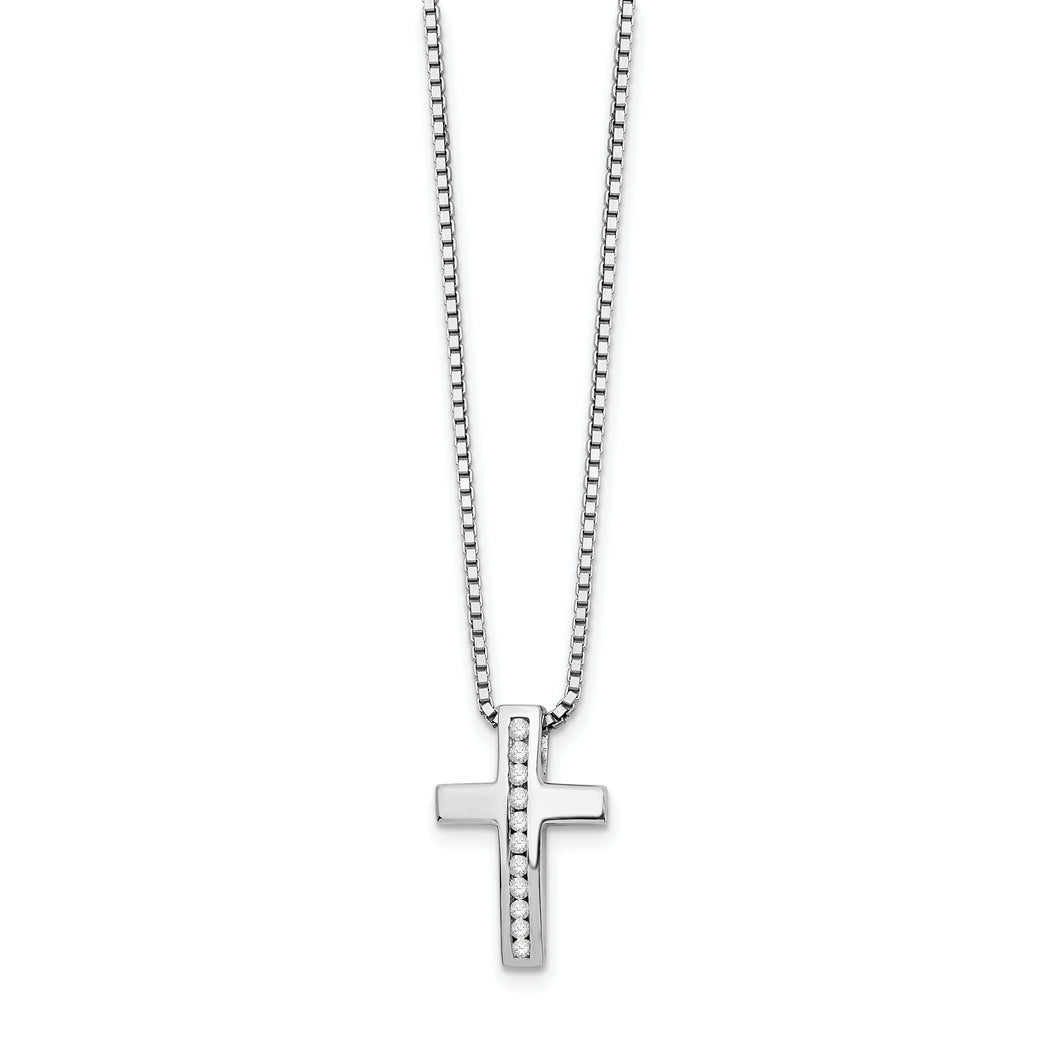 SS White Ice Diamond Cross Slide Pendant Necklace