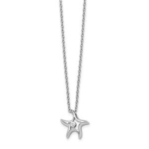 SS White Ice Diamond Starfish Slide Pendant Necklace